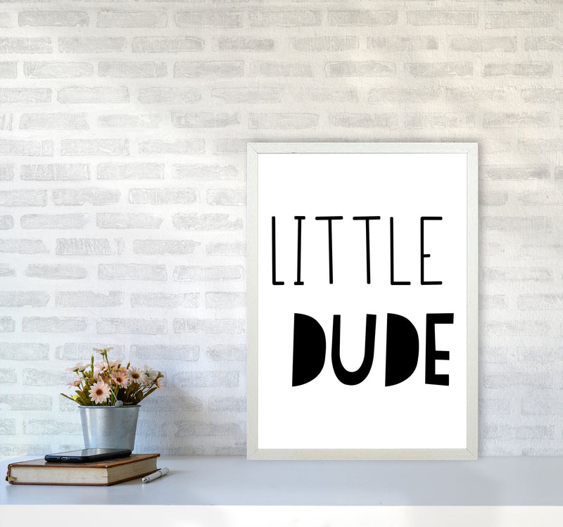 Little Dude Black Framed Nursey Wall Art Print A2 Oak Frame