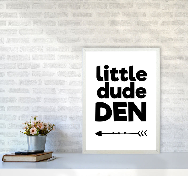 Little Dude Den Black Framed Nursey Wall Art Print A2 Oak Frame
