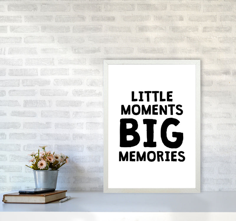 Little Moments Big Memories Black Framed Nursey Wall Art Print A2 Oak Frame
