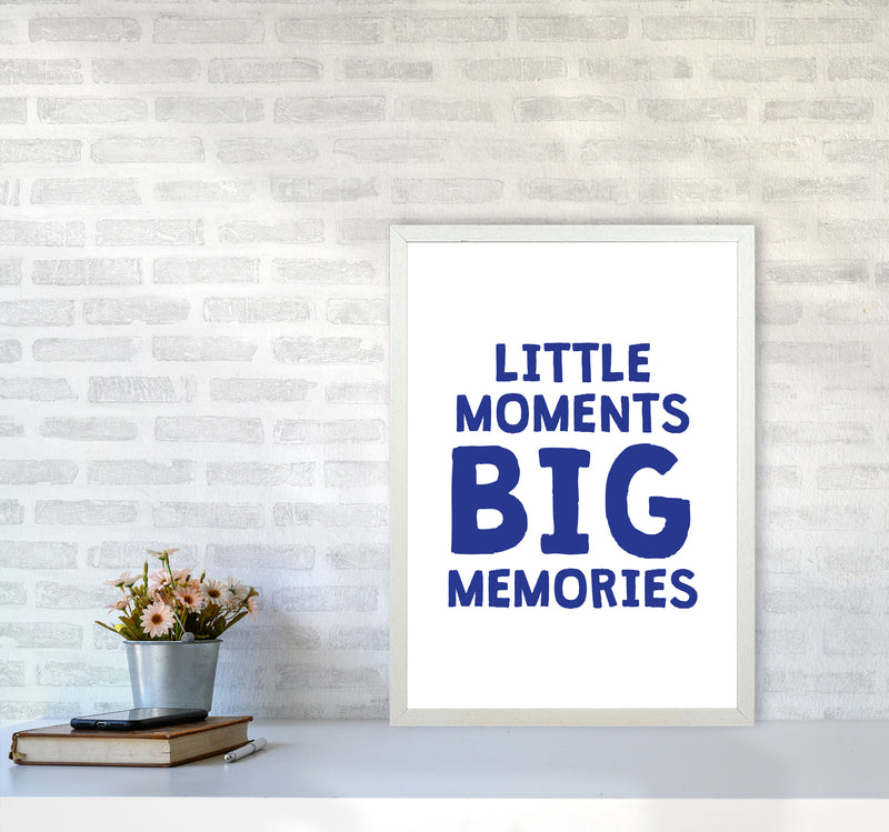 Little Moments Big Memories Navy Framed Nursey Wall Art Print A2 Oak Frame