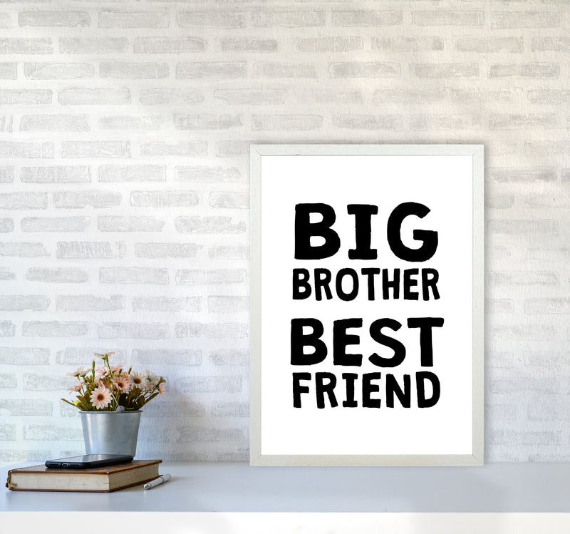 Big Brother Best Friend Black Framed Typography Wall Art Print A2 Oak Frame