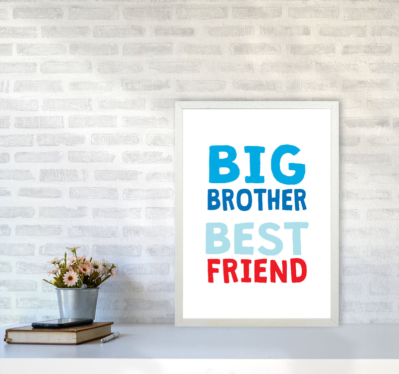 Big Brother Best Friend Blue Framed Typography Wall Art Print A2 Oak Frame