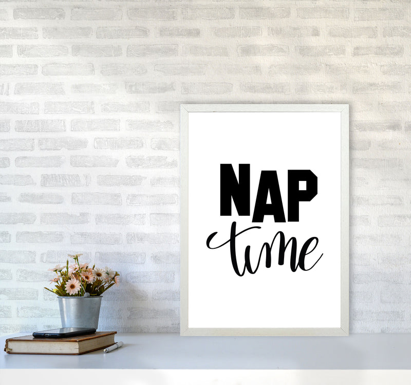 Nap Time Black Framed Typography Wall Art Print A2 Oak Frame