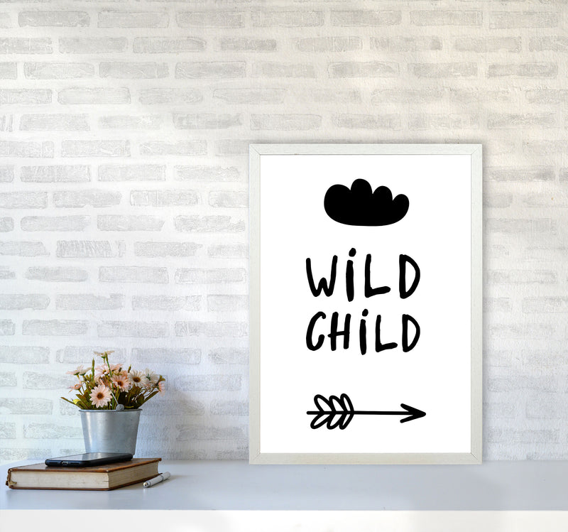 Wild Child Black Framed Nursey Wall Art Print A2 Oak Frame