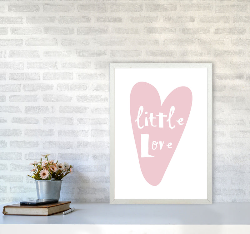 Little Love Heart Framed Nursey Wall Art Print A2 Oak Frame