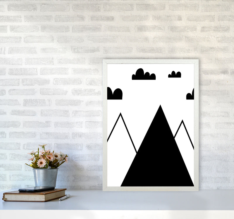 Scandi Mountains Modern Print A2 Oak Frame