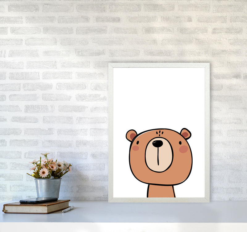 Brown Bear Modern Print Animal Art Print A2 Oak Frame