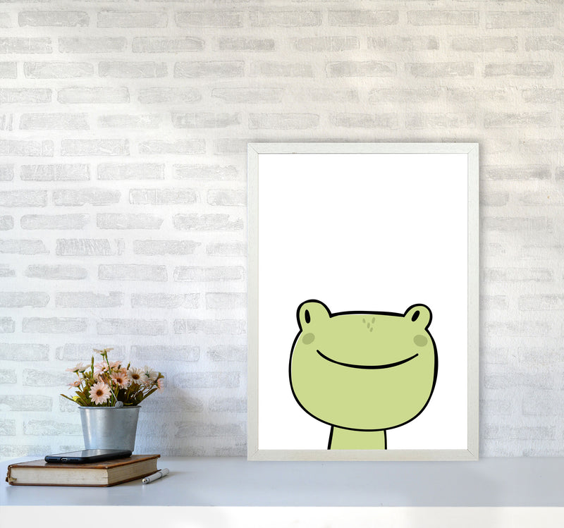 Scandi Frog Framed Nursey Wall Art Print A2 Oak Frame