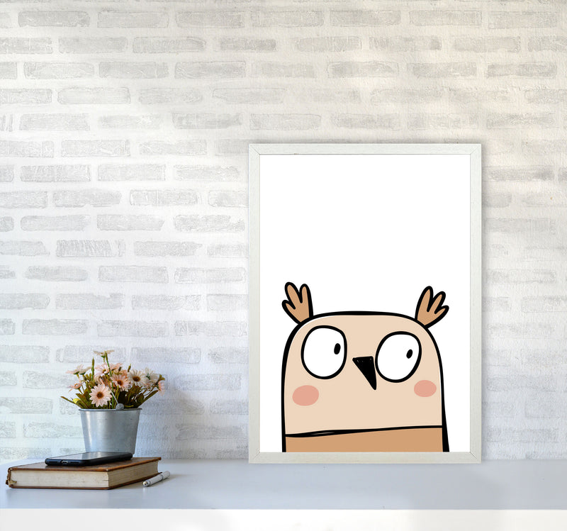 Scandi Owl Framed Nursey Wall Art Print A2 Oak Frame