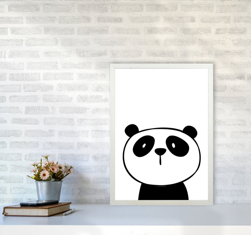 Scandi Panda Framed Nursey Wall Art Print A2 Oak Frame