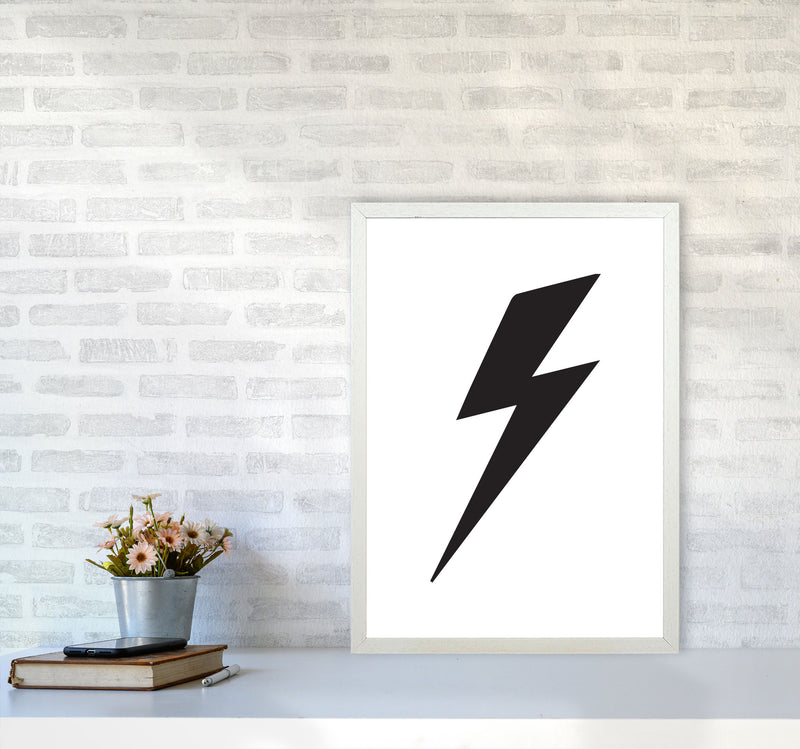 Lightning Bolt Framed Nursey Wall Art Print A2 Oak Frame