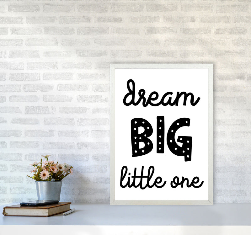 Dream Big Little One Black Framed Nursey Wall Art Print A2 Oak Frame