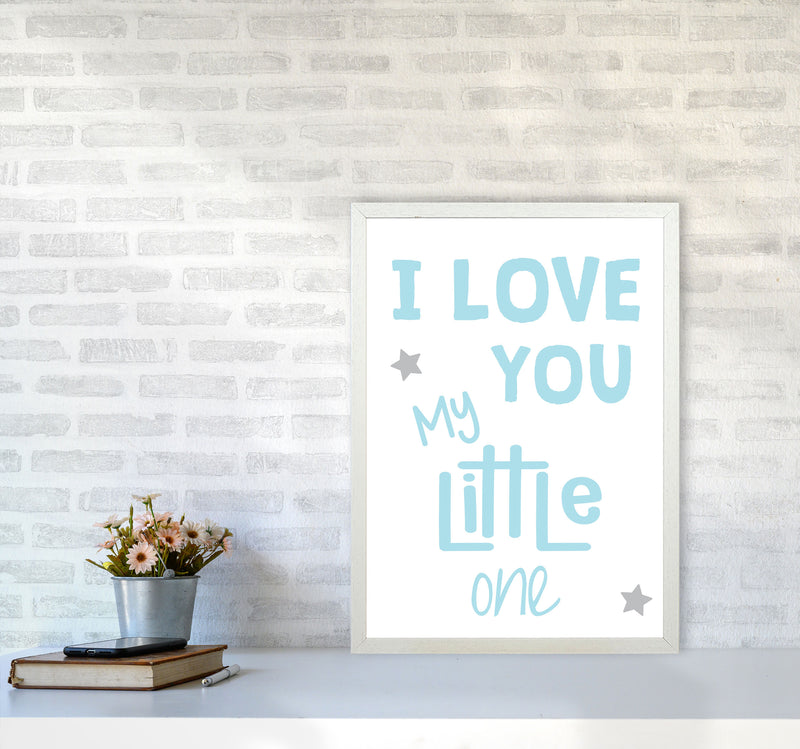 I Love You Little One Blue Framed Nursey Wall Art Print A2 Oak Frame