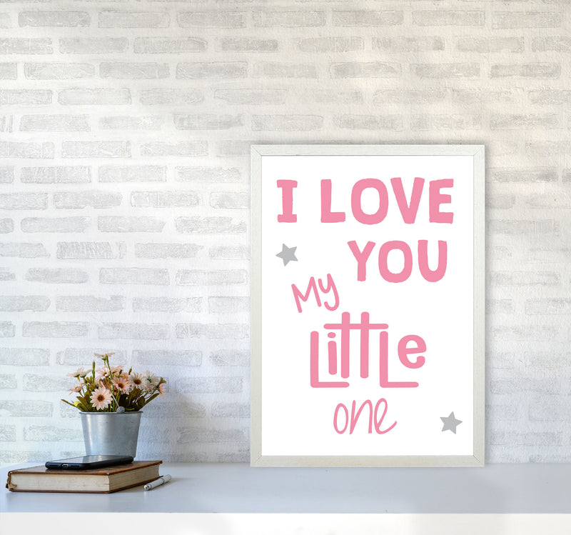 I Love You Little One Pink Framed Nursey Wall Art Print A2 Oak Frame