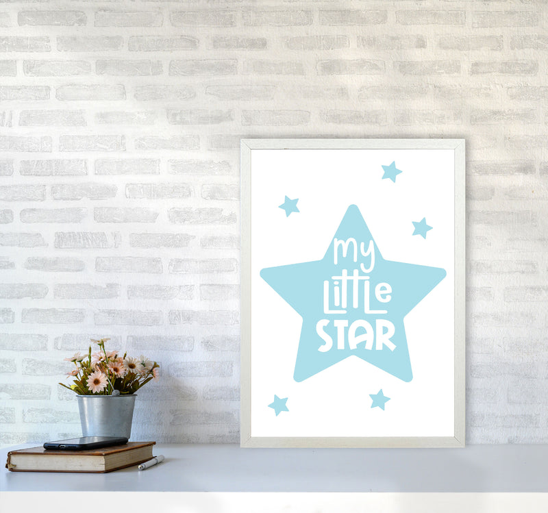 My Little Star Blue Framed Nursey Wall Art Print A2 Oak Frame