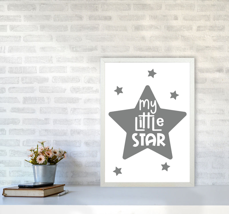 My Little Star Grey Framed Nursey Wall Art Print A2 Oak Frame
