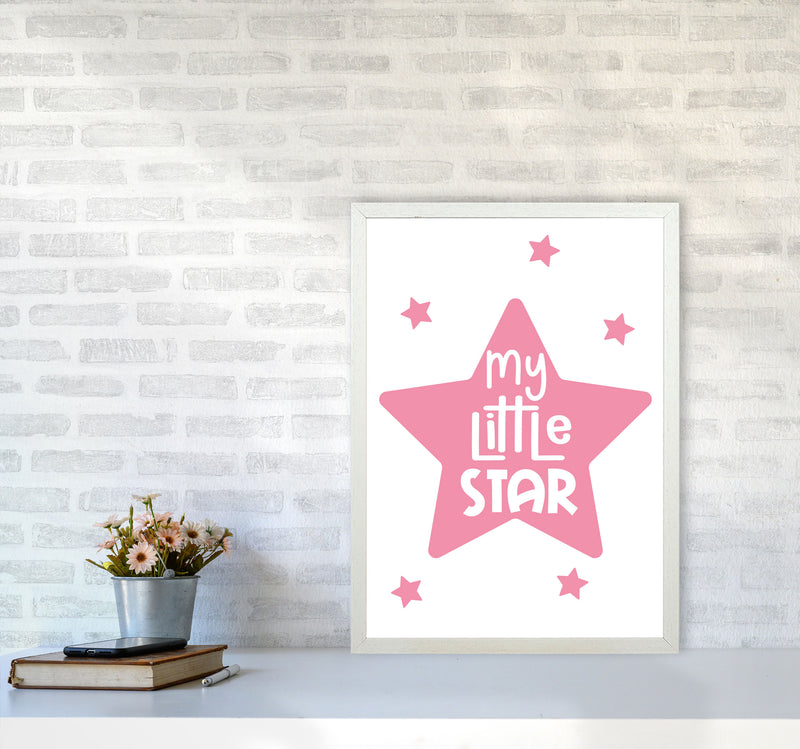 My Little Star Pink Framed Nursey Wall Art Print A2 Oak Frame
