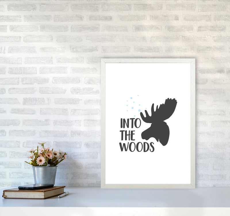 Into The Woods Framed Typography Wall Art Print A2 Oak Frame