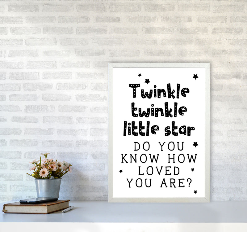 Twinkle Twinkle Little Star Black Framed Nursey Wall Art Print A2 Oak Frame