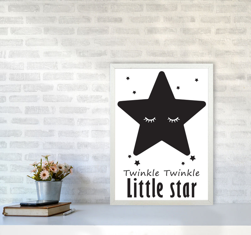 Twinkle Twinkle Little Star Framed Nursey Wall Art Print A2 Oak Frame