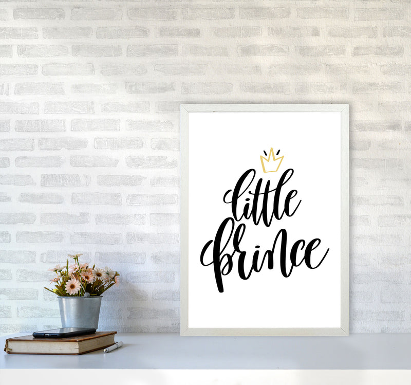 Little Prince Gold Crown Framed Nursey Wall Art Print A2 Oak Frame