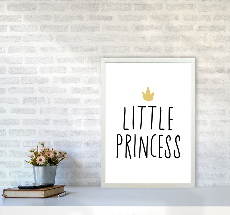 Little Princess Black And Gold Framed Nursey Wall Art Print A2 Oak Frame