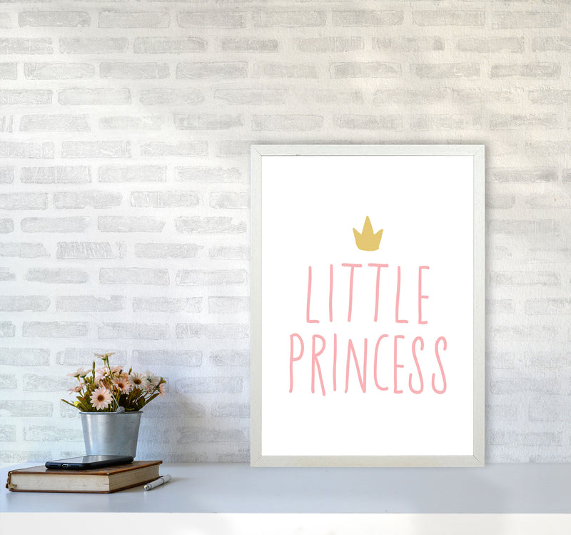 Little Princess Pink And Gold Framed Nursey Wall Art Print A2 Oak Frame