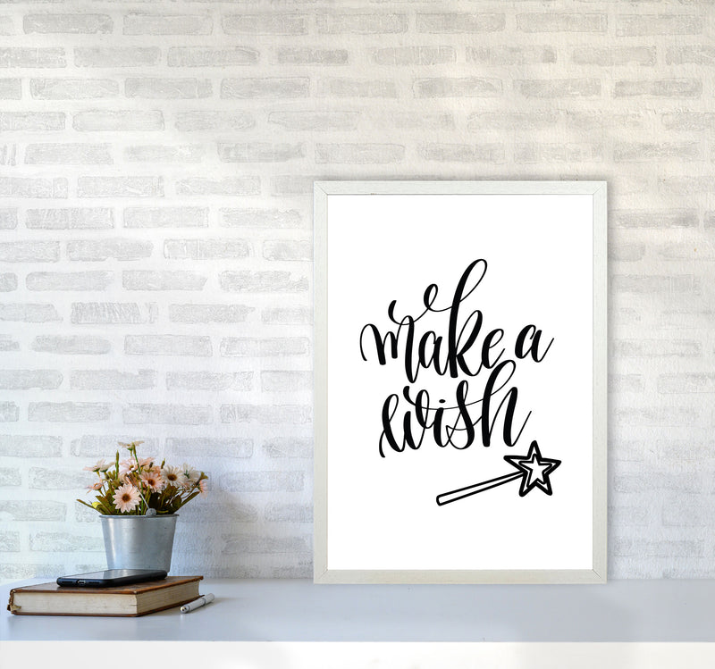 Make A Wish Black Framed Typography Wall Art Print A2 Oak Frame