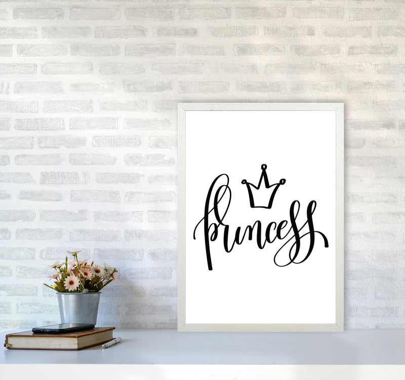 Princess Black Framed Nursey Wall Art Print A2 Oak Frame