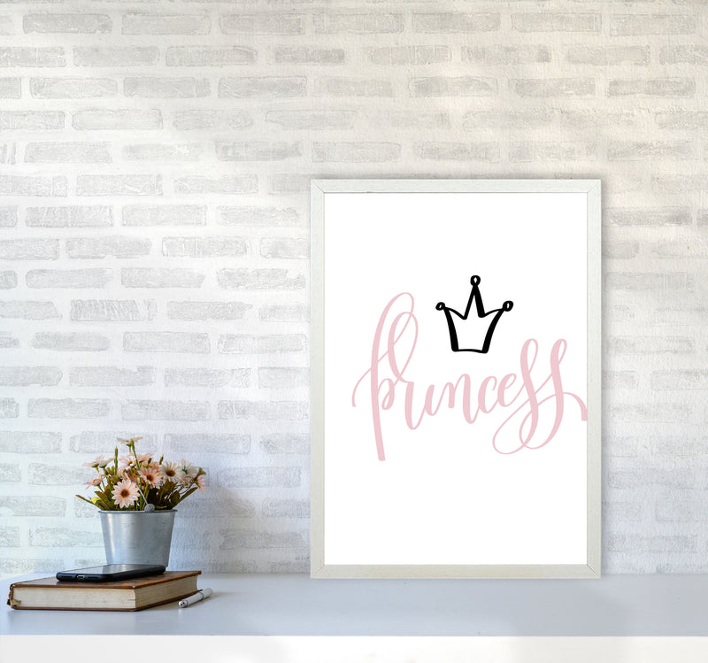Princess Pink And Black Framed Nursey Wall Art Print A2 Oak Frame
