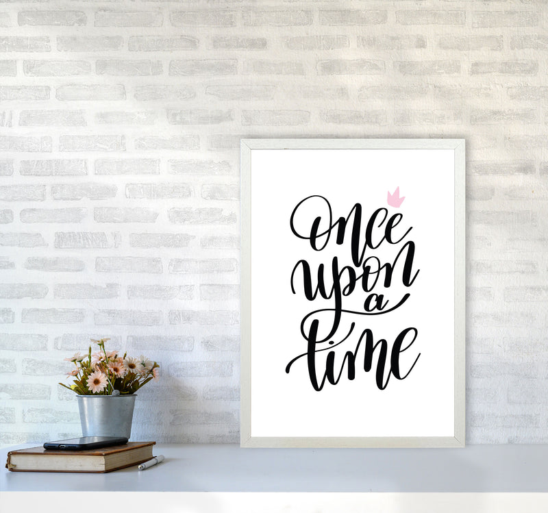 Once Upon A Time Black Framed Typography Wall Art Print A2 Oak Frame