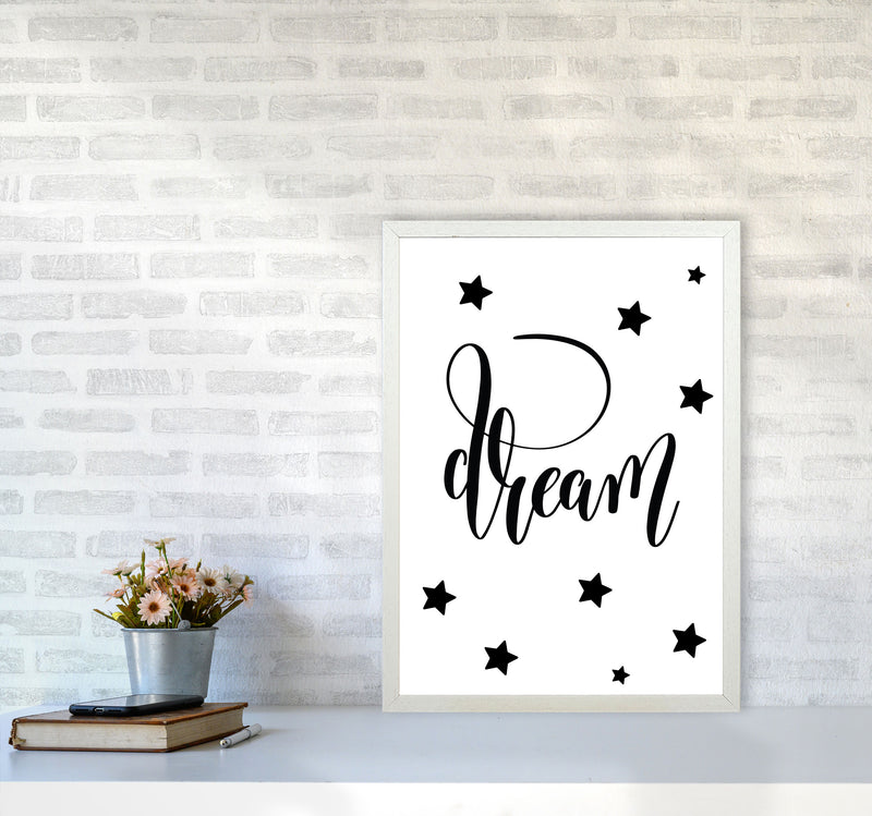 Dream Black Framed Typography Wall Art Print A2 Oak Frame