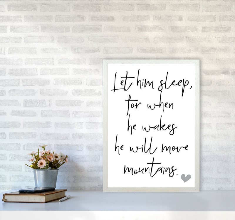 Let Him Sleep Framed Typography Wall Art Print A2 Oak Frame