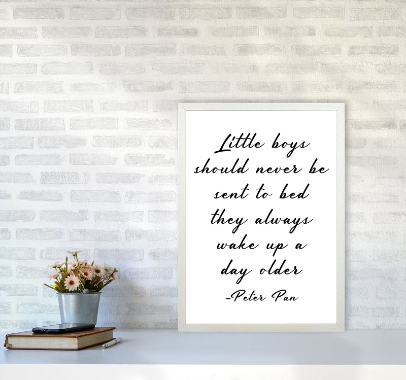 Little Boys Peter Pan Quote Framed Nursey Wall Art Print A2 Oak Frame