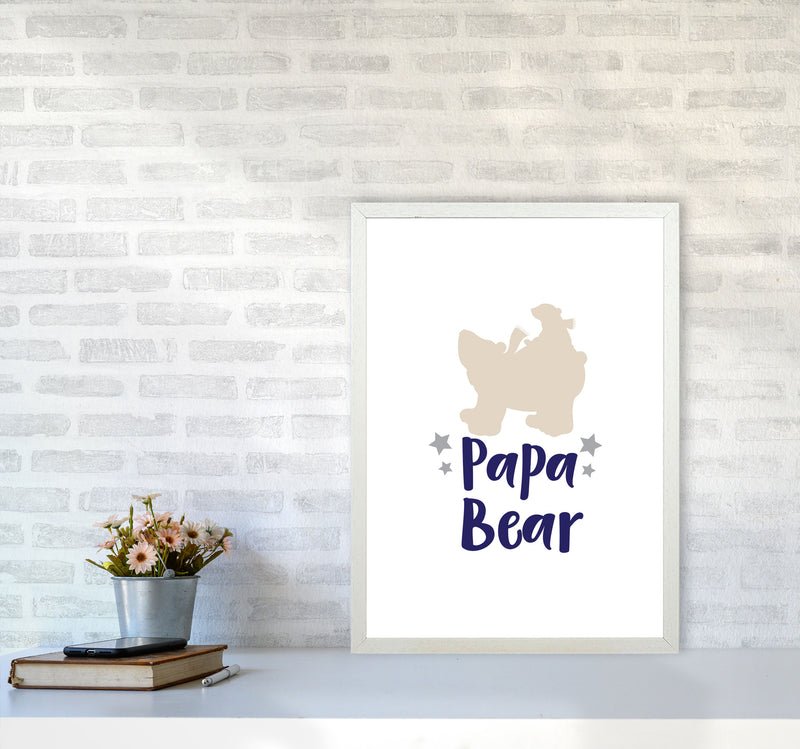 Papa Bear Framed Nursey Wall Art Print A2 Oak Frame
