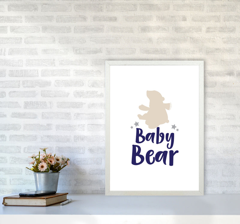 Baby Bear Framed Nursey Wall Art Print A2 Oak Frame