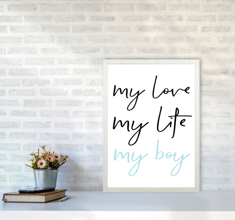 My Love My Life My Boy Framed Nursey Wall Art Print A2 Oak Frame