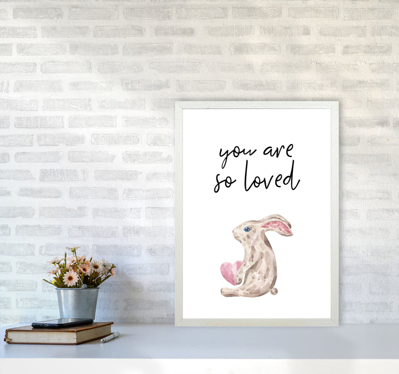Bunny You Are So Loved Framed Nursey Wall Art Print A2 Oak Frame