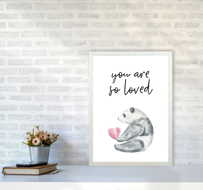 Panda You Are So Loved Framed Nursey Wall Art Print A2 Oak Frame
