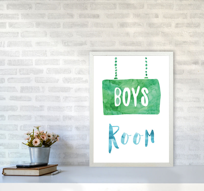 Boys Room Watercolour Framed Nursey Wall Art Print A2 Oak Frame