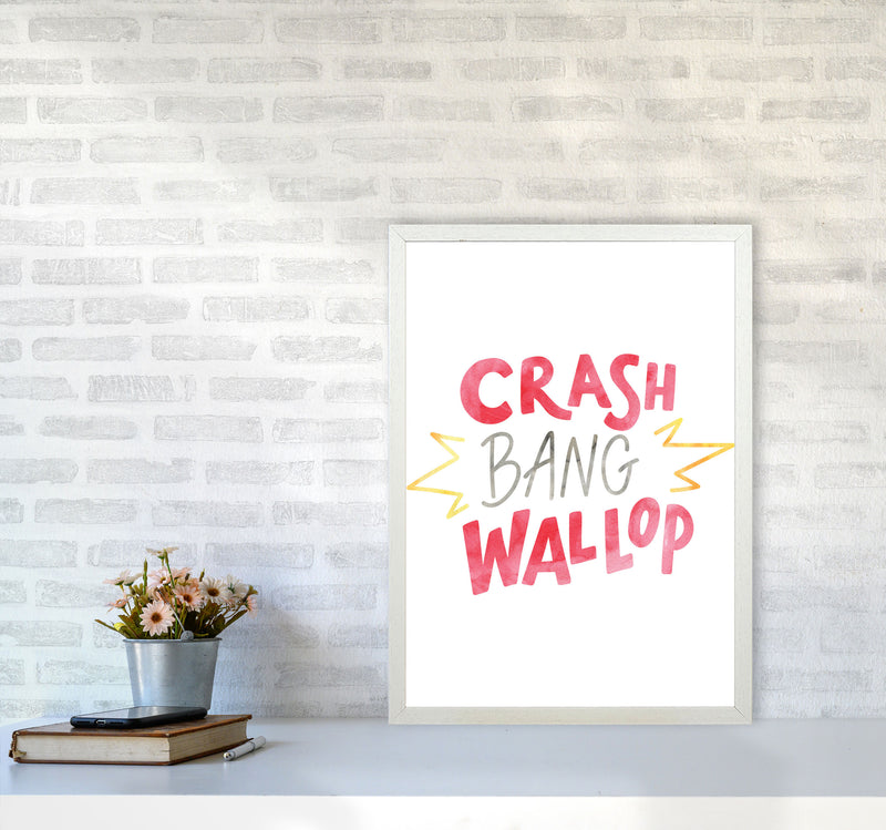 Crash Bang Wallop Watercolour Modern Print A2 Oak Frame