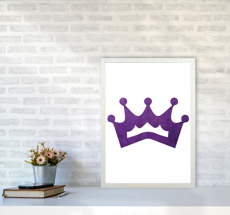 Purple Crown Watercolour Modern Print A2 Oak Frame