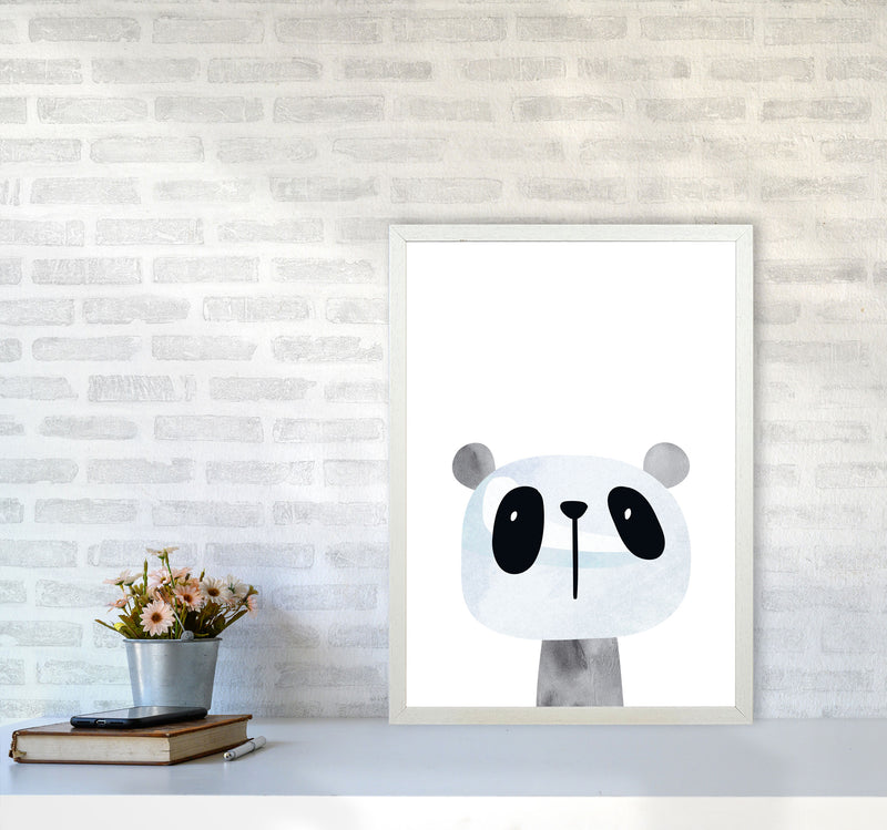 Scandi Panda Watercolour Framed Nursey Wall Art Print A2 Oak Frame