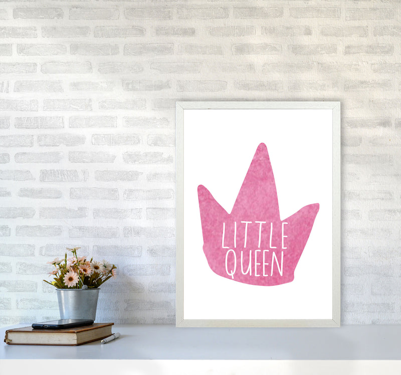 Little Queen Pink Crown Watercolour Modern Print A2 Oak Frame