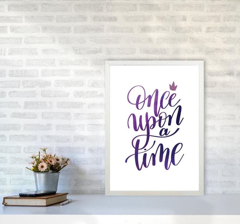 Once Upon A Time Purple Watercolour Modern Print A2 Oak Frame