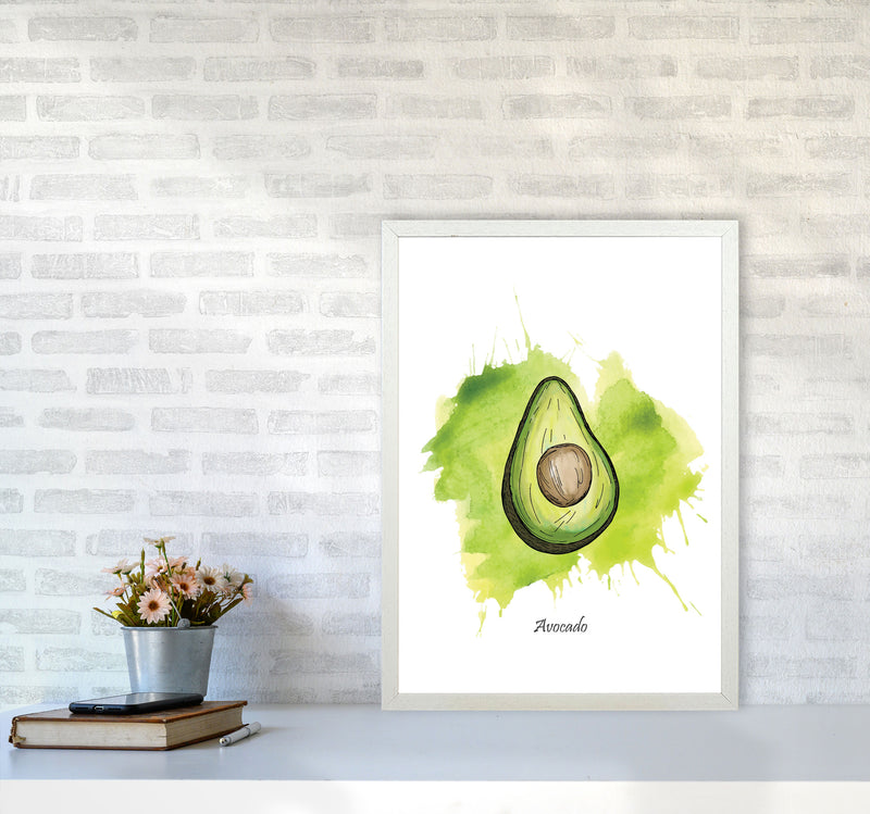 Avocado Modern Print, Framed Kitchen Wall Art A2 Oak Frame