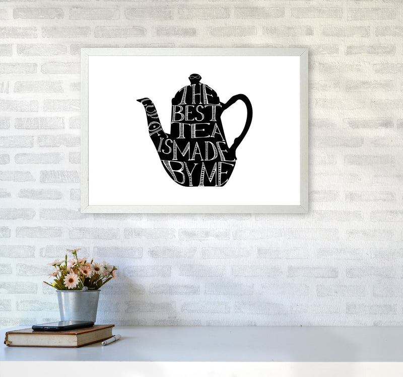 The Best Tea Modern Print, Framed Kitchen Wall Art A2 Oak Frame