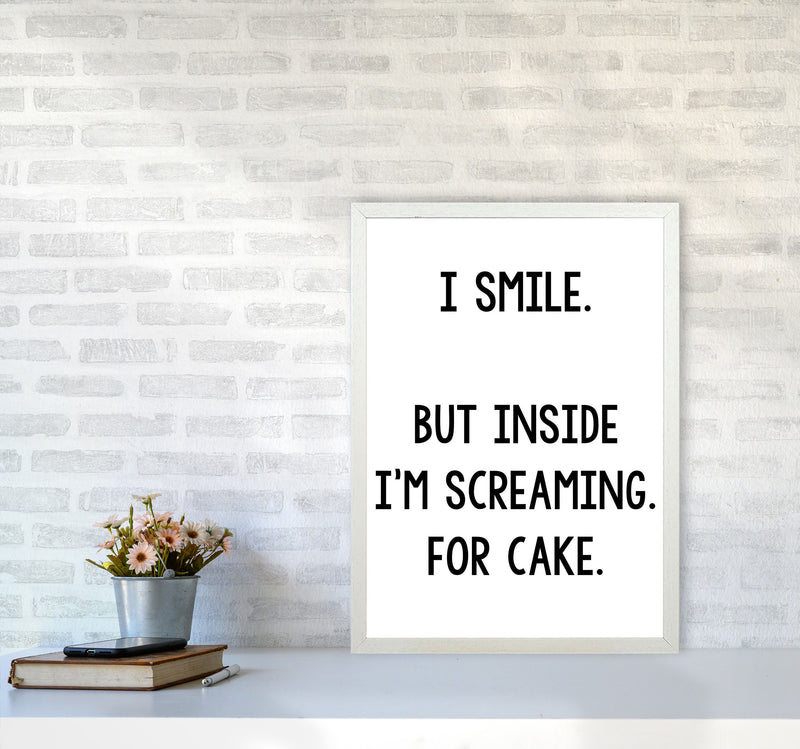 Screaming For Cake Modern Print, Framed Kitchen Wall Art A2 Oak Frame