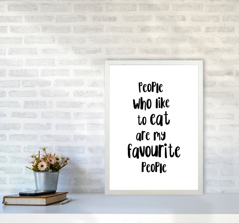 People Who Like To Eat Framed Typography Wall Art Print A2 Oak Frame