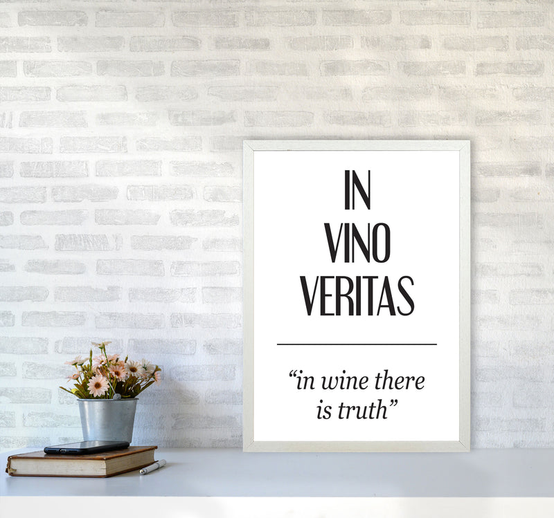 In Vino Veritas Framed Typography Wall Art Print A2 Oak Frame